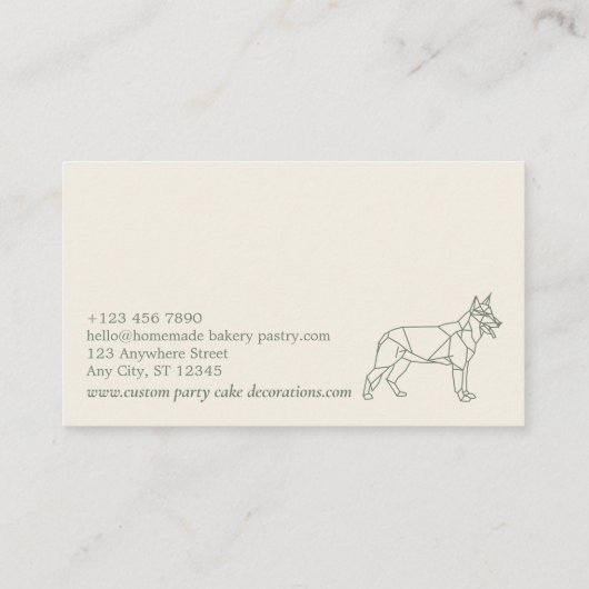 Groene Sage Cream Animal Lowpoly Wild Dog Visitekaartje (Achterkant)