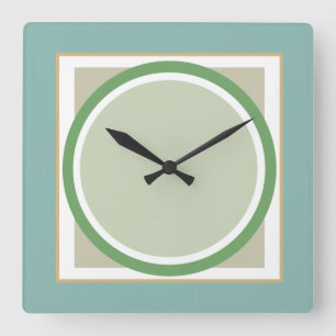 Groene Sage en beige Geometrische wandklok