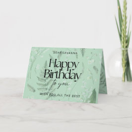 Groene Sage Lelie van de Vallei Custom Verjaardag Kaart