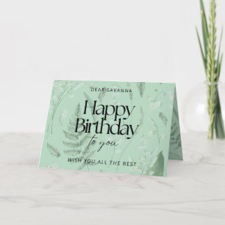 Groene Sage Lelie van de Vallei Custom Verjaardag Kaart