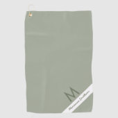 Groene Sage Stripe Moderne Monogramme Name Custom Golfhanddoek (Voorkant)