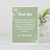 Groene salie babyshower bedankkaart kaart (Staand voorkant)