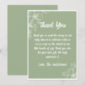 Groene salie babyshower bedankkaart kaart (Voorkant / Achterkant)