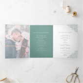 Groene salie blad monogram kunst foto bruiloft pro drieluik programma (Binnen)