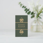Groene Salie Bruine Vintage Herensalon Visitekaartje (Staand voorkant)