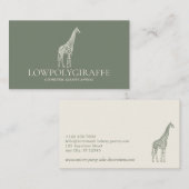 Groene Salie Crème Dier Laagpoly Giraffe Visitekaartje (Voorkant / Achterkant)
