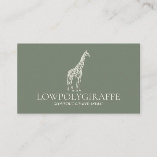 Groene Salie Crème Dier Laagpoly Giraffe Visitekaartje (Voorkant)