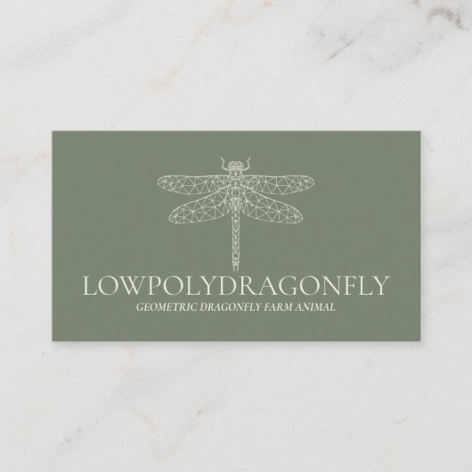 Groene Salie Dier Laagpoly Waterjuffer Visitekaartje (Voorkant)