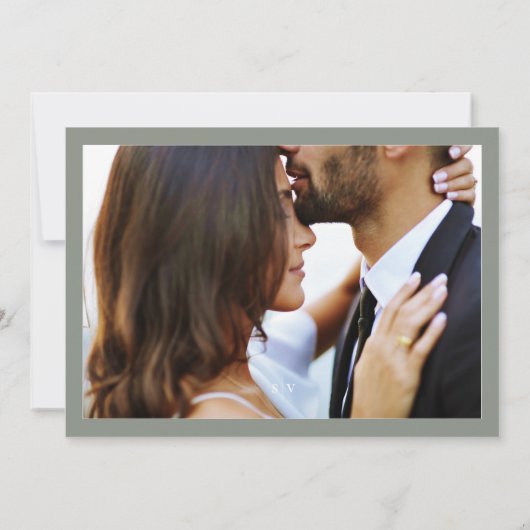 Groene Salie Elegant Monogram Klassieke Fotolijst Save The Date (Achterkant)