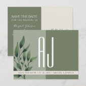 Groene Salie Groene Trouwdatum Aankondiging (Voorkant / Achterkant)