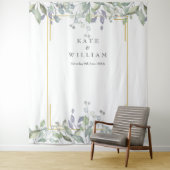 Groene Salie Lila Bruiloftsfotocabine Achtergrond Wandkleed (In situ)