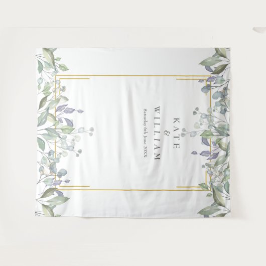 Groene Salie Lila Trouwfotocabine Achtergrond Wandkleed (Voorkant (horizontaal))