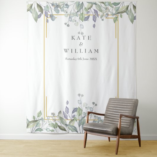 Groene Salie Lila Trouwfotocabine Achtergrond Wandkleed (In situ)