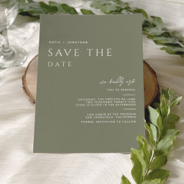Groene Salie Minimalistische Elegante Trouwdag Save The Date