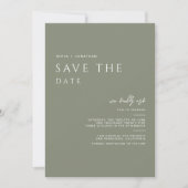 Groene Salie Minimalistische Elegante Trouwdag Save The Date (Voorkant)