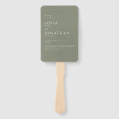 Groene Salie Minimalistische Elegante Trouwprogram Handwaaier (Voorkant)