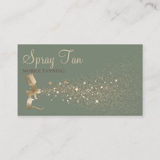 Groene Salie Nazorginstructies Spray Tanning Visitekaartje (Voorkant)