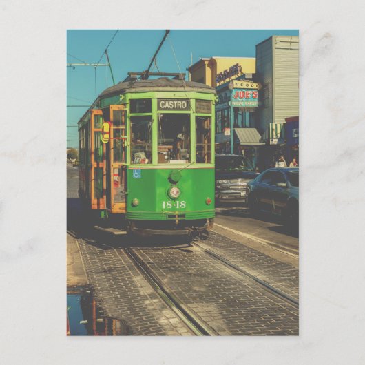 groene San Francisco Streetcar Briefkaart (Voorkant)
