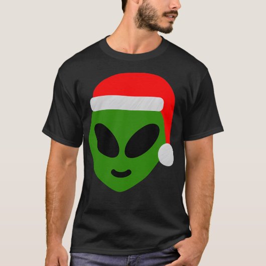 Groene Santa Alien Emoji T-shirt (Voorkant)