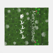 Groene Santa's Sleigh en Rendier Fleece Deken (Voorkant (Horizontaal))
