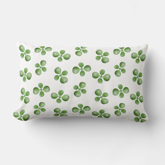 Groene sappige bladeren op wit kussen (Voorkant)