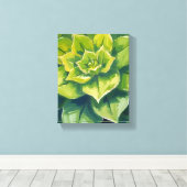 Groene sappige plant schilderij canvas afdruk (Insitu (Houten vloer))
