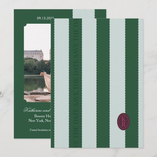 Groene Save The Date met Schallerrand Kaart (Voorkant / Achterkant)