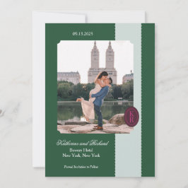 Groene Save The Date met Schulp Rand Kaart