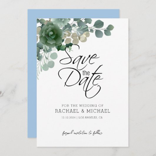 Groene Save the Date Uitnodiging Sjabloon (Voorkant / Achterkant)