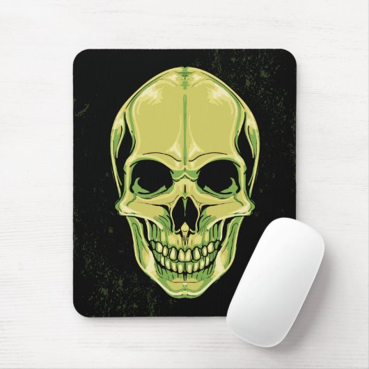 Groene Scale schedel op achtergrond van grunge Muismat (Met muis)