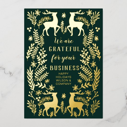 Groene Scandinavische noordse rendierindustrie Folie Feestdagenkaart (Voorkant)