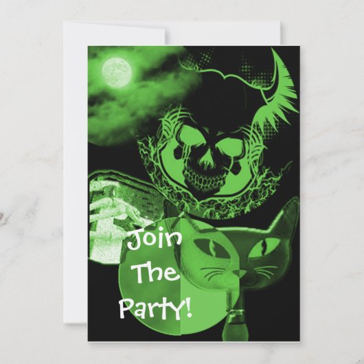 Groene Scary Halloween Party-uitnodigingen Kaart (Voorkant)