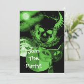 Groene Scary Halloween Party-uitnodigingen Kaart (Staand voorkant)