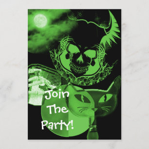Groene Scary Halloween Party-uitnodigingen Kaart