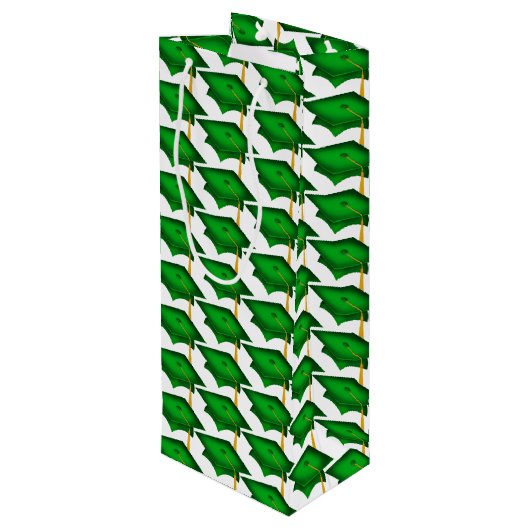 groene schaaldop met gouden tassel wijn cadeautas (Achterkant Gekanteld)