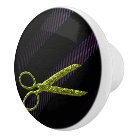 Groene Schaar Paarse & Zwart Modern Chique Salon Keramische Knop (Rechts)