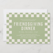 Groene schaatser Checkerboard Friendsgiving Diner Kaart (Voorkant)