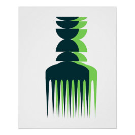Groene schaduw Afro-kam poster