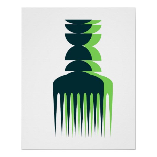 Groene schaduw Afro-kam poster (Voorkant)