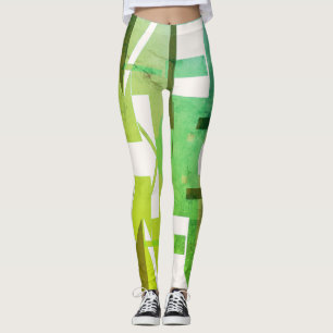 Groene schaduwen op gebroken witte MCM-gepatterde  Leggings