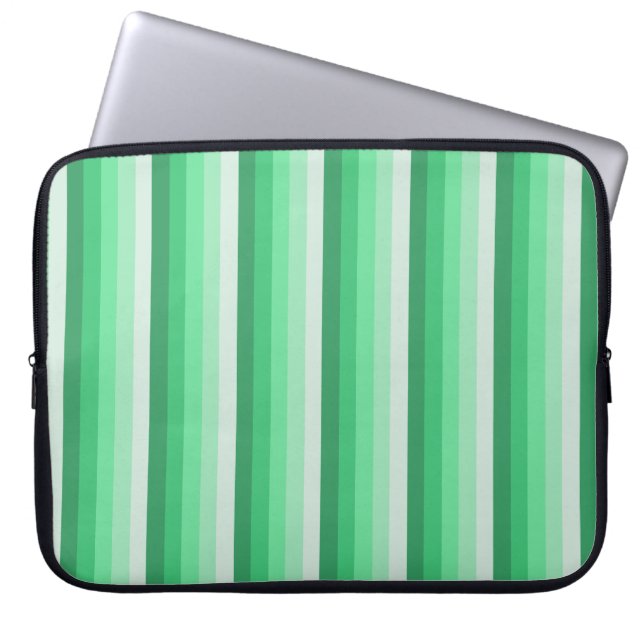 Groene schaduwstrepen laptop sleeve (Voorkant)