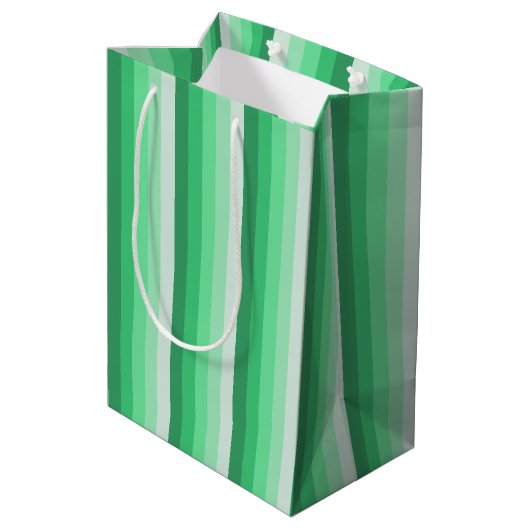 Groene schaduwstrepen medium cadeauzakje (Achterkant Gekanteld)