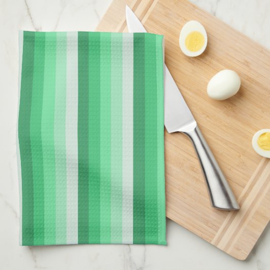 Groene schaduwstrepen theedoek (Quarter Fold)