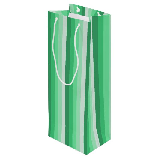 Groene schaduwstrepen wijn cadeautas (Achterkant Gekanteld)