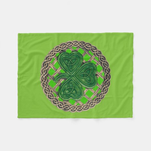 Groene schamsteen op Keltische knots fleece Blanke (Voorkant (Horizontaal))