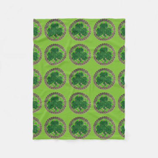 Groene schamsteen op Keltische knots fleece Blanke Deken (Voorkant)