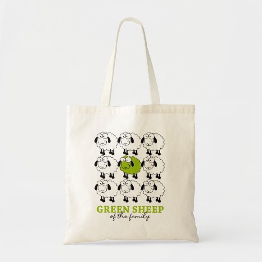 Groene schapen van de familie tote bag (Voorkant)
