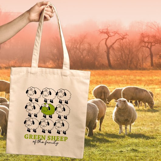 Groene schapen van de familie tote bag