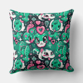 Groene schattige cartoon fancy tekens, draken, vla kussen (Achterkant)