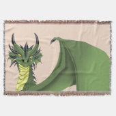 Groene Schattige Draak Portret Perzik Fantasie Deken (Voorkant)